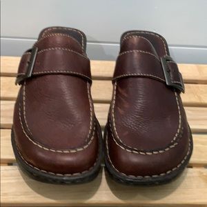 Born brown leather mules